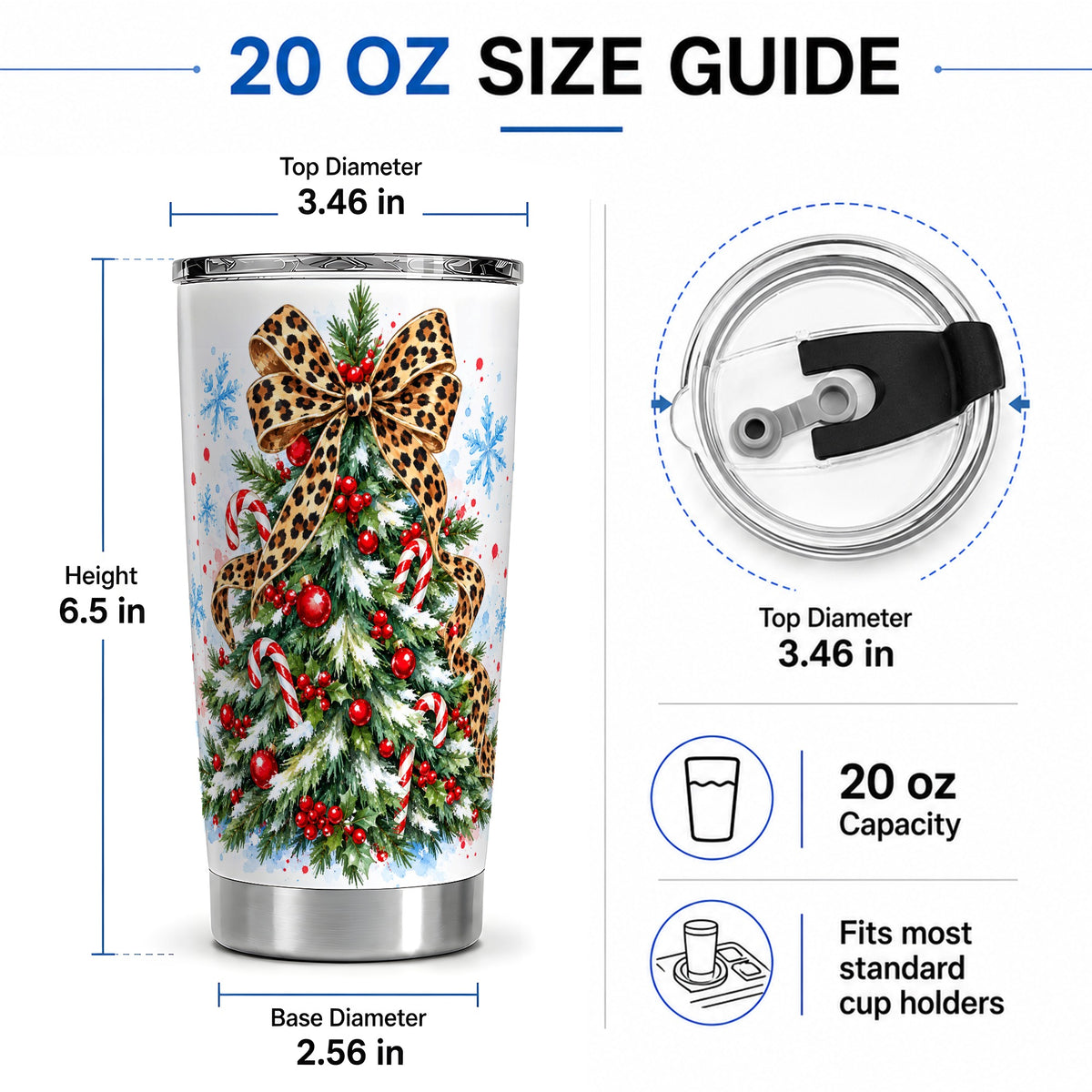 #pl[20oz|Steel] Leopard Print Christmas Tree Tumbler, 20oz Stainless Steel Drinkware