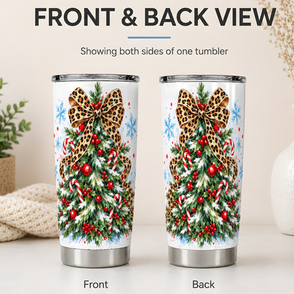 #pl[20oz|Steel] Leopard Print Christmas Tree Tumbler, 20oz Stainless Steel Drinkware