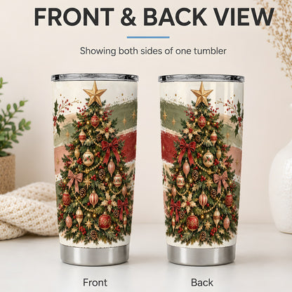 #pl[20oz|Steel] Vintage Christmas Tree Tumbler, 20oz Stainless Steel Holiday Drinkware
