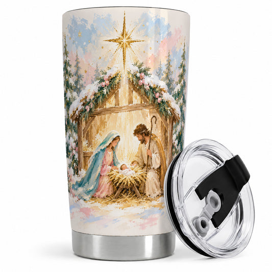 Christmas Nativity Scene Tumbler, 20oz Stainless Steel Drinkware