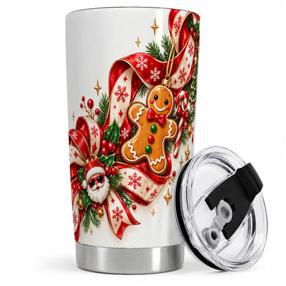 Christmas Gingerbread Tumbler, 20oz Stainless Steel Holiday Drinkware