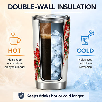 Christmas Gingerbread Tumbler, 20oz Stainless Steel Holiday Drinkware