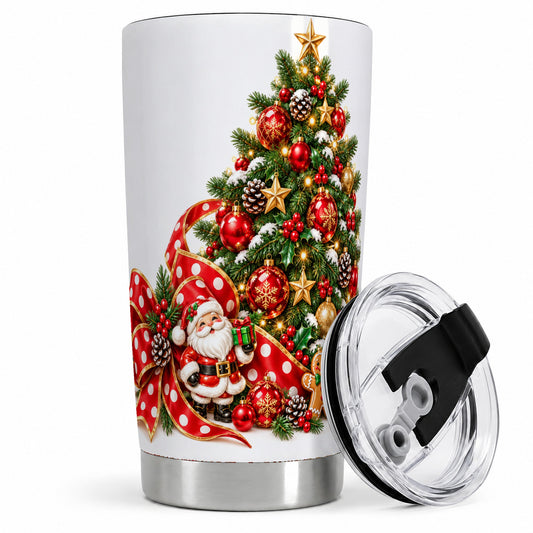 Christmas Tree Tumbler, 20oz Stainless Steel with Santa Cookie Artwork