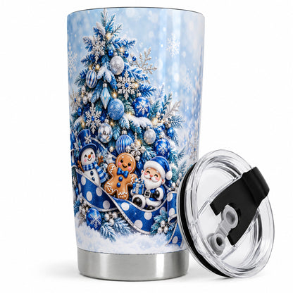 Blue Christmas Tree Tumbler, 20oz Stainless Steel Winter Drinkware