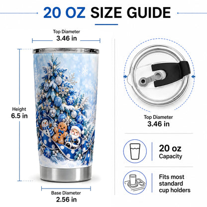 #pl[20oz|Steel] Blue Christmas Tree Tumbler, 20oz Stainless Steel Winter Drinkware
