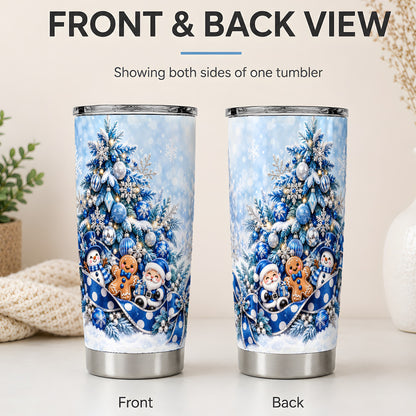 #pl[20oz|Steel] Blue Christmas Tree Tumbler, 20oz Stainless Steel Winter Drinkware