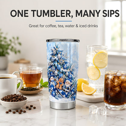 Blue Christmas Tree Tumbler, 20oz Stainless Steel Winter Drinkware