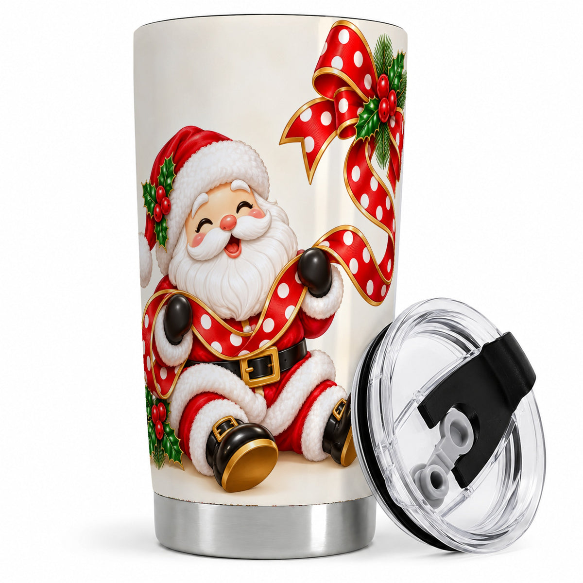 Jolly Santa Claus Tumbler, 20oz Stainless Steel Christmas Drinkware