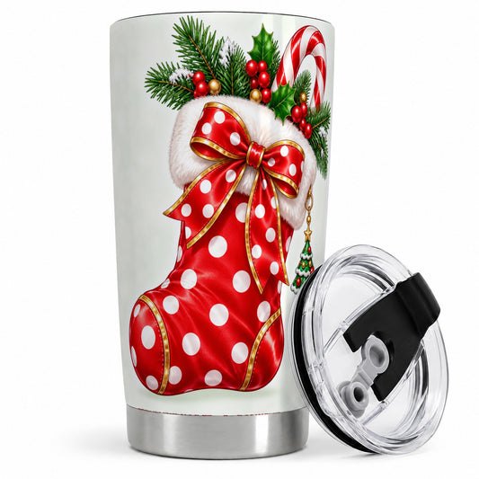 Christmas Stocking Tumbler, 20oz Stainless Steel Festive Drinkware