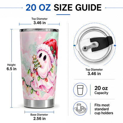 #pl[20oz|Steel] Cute Christmas Ghost Tumbler, 20oz Stainless Steel Pastel Drinkware