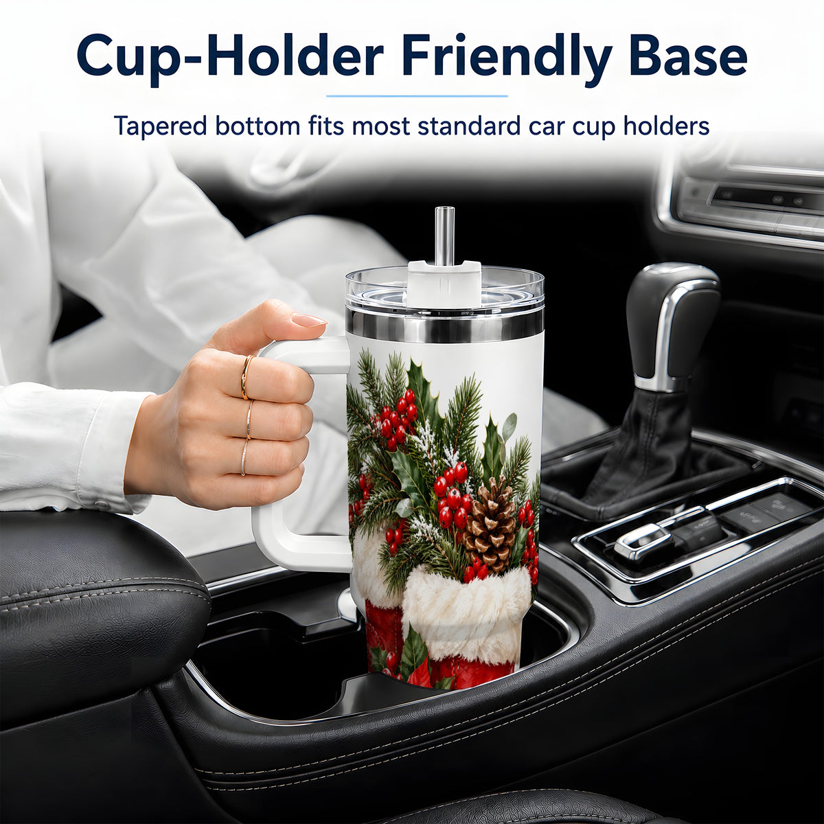 Christmas Boots Tumbler, 40oz Handled Stainless Steel Holiday Drinkware