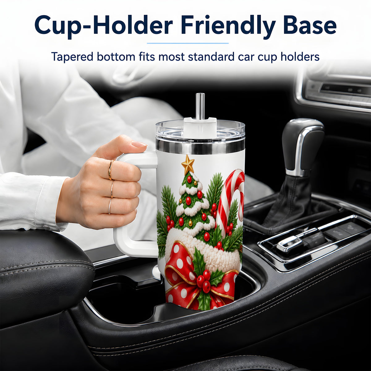 Christmas Stocking Bow Handled Tumbler, 40oz Festive Drinkware
