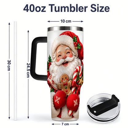 #pl[40oz|Black] Jolly Santa Claus Handled Tumbler, 40oz Christmas Drinkware
