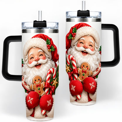 #pl[40oz|Black] Jolly Santa Claus Handled Tumbler, 40oz Christmas Drinkware