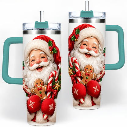 #pl[40oz|Green] Jolly Santa Claus Handled Tumbler, 40oz Christmas Drinkware
