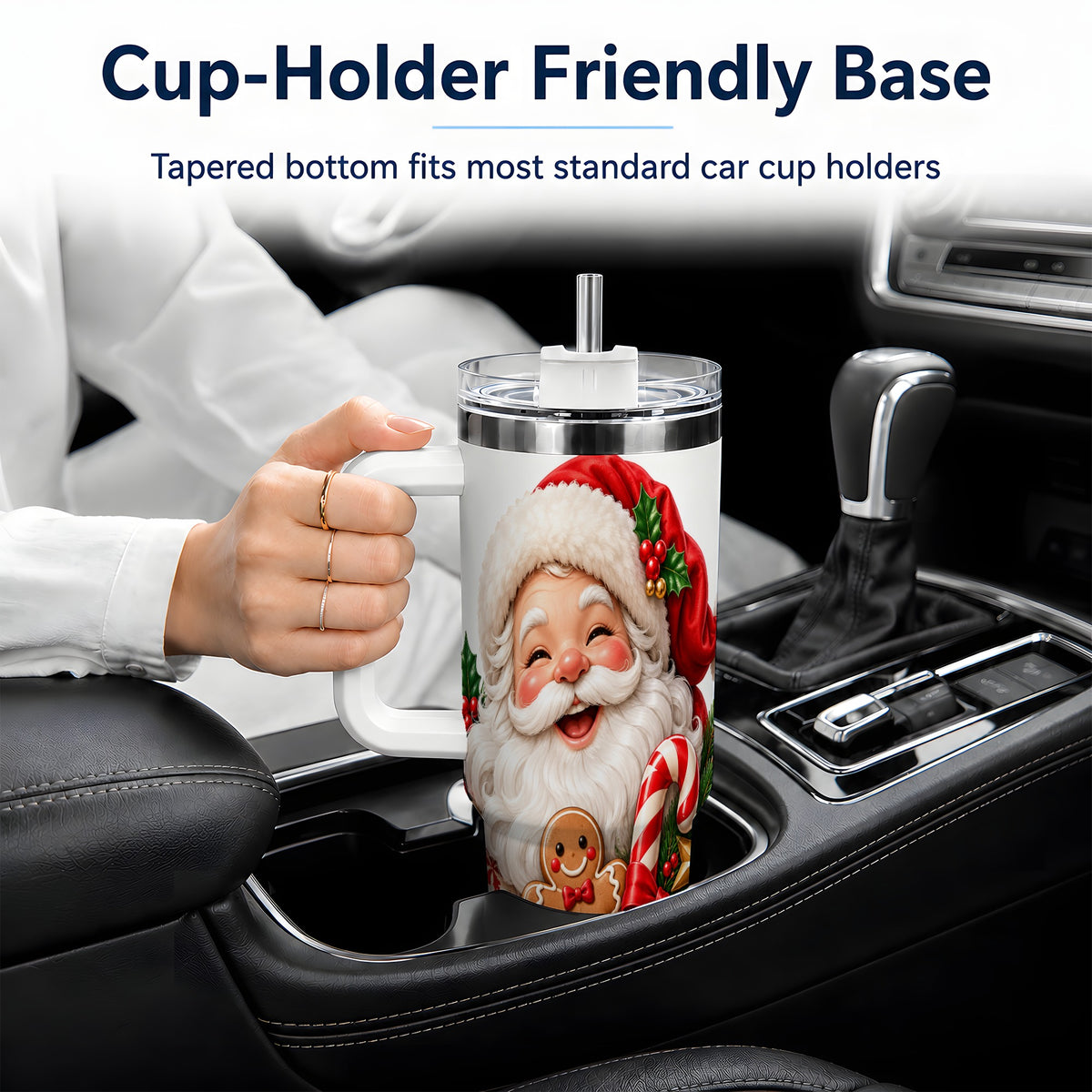 Jolly Santa Claus Handled Tumbler, 40oz Christmas Drinkware