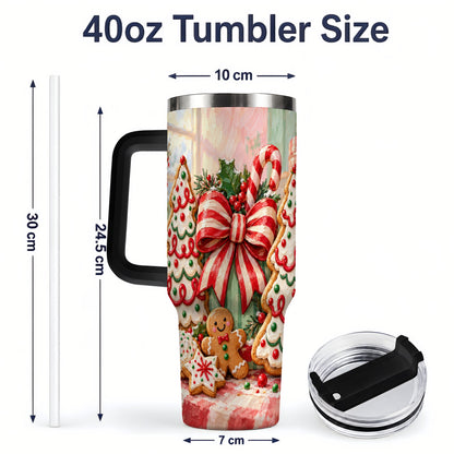 #pl[40oz|Black] Christmas Tree Cookies 40oz Handled Tumbler, Sweet Holiday Artwork