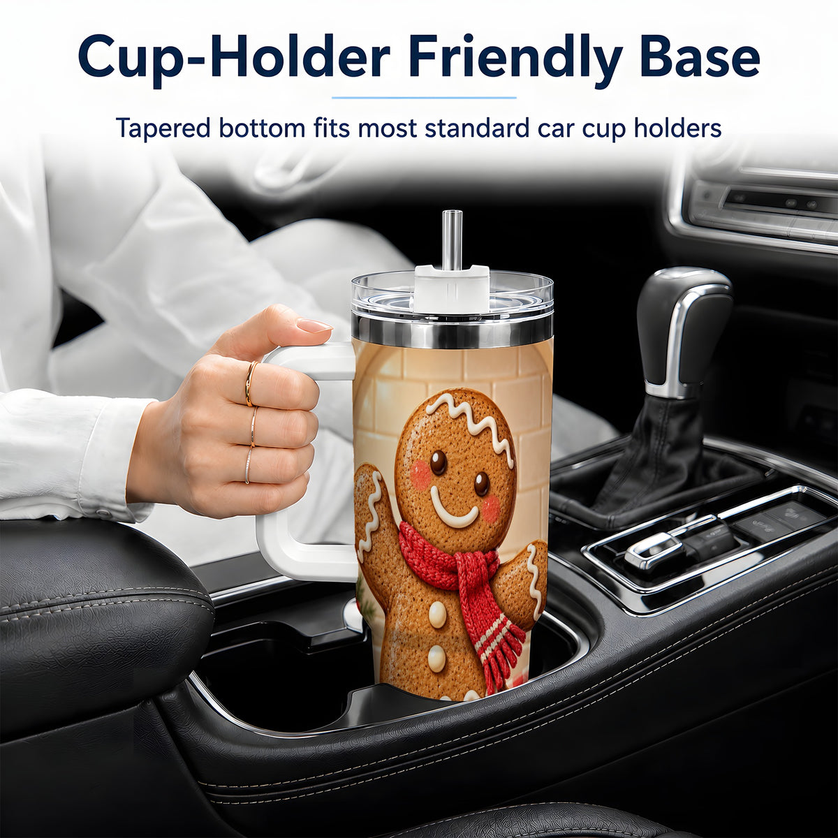 Gingerbread Cookie 40oz Tumbler, Festive Red Scarf Holiday Design