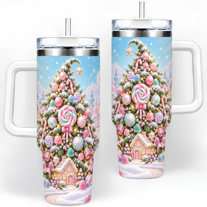 Pastel Sweet Christmas Tumbler, 40oz Handled Stainless Steel Cup