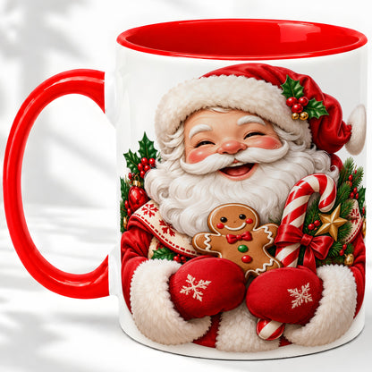 Jolly Santa Claus Accent Mug, Ceramic Cup with Christmas Artwork