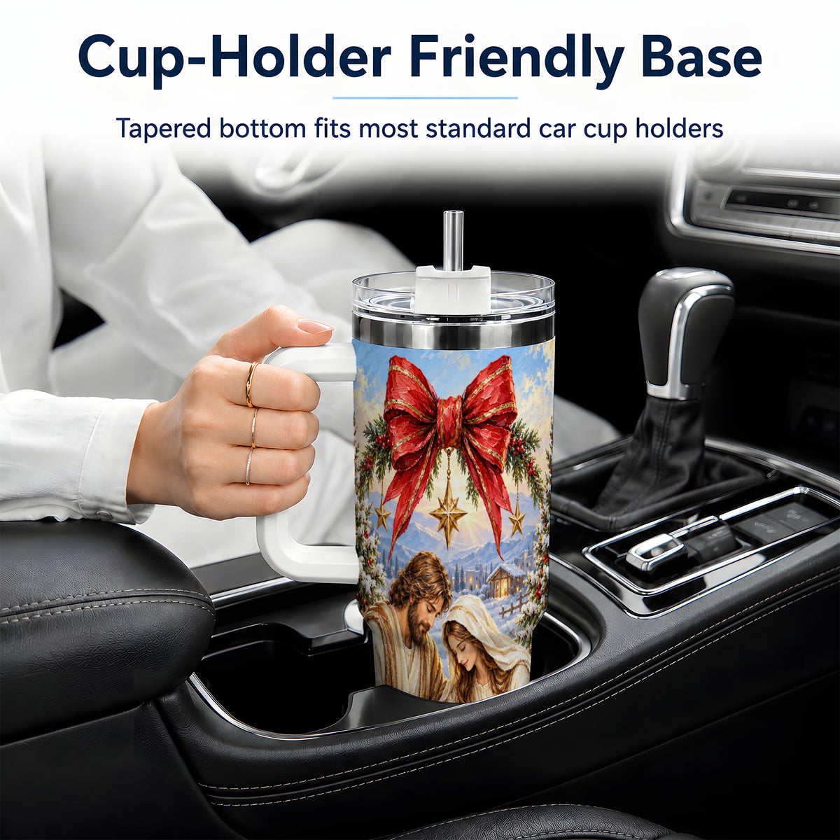 Christmas Nativity Handled Tumbler, 40oz Stainless Steel Drinkware