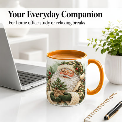 #pl[11oz|Orange] Camouflage Santa Claus Ceramic Mug, Rustic Woodland Christmas Art