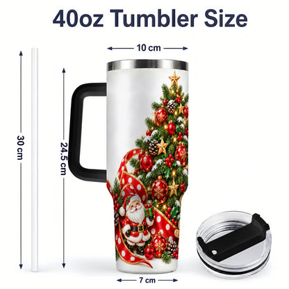 #pl[40oz|Black] Christmas Tree Tumbler, 40oz Stainless Steel with Holiday Ornaments