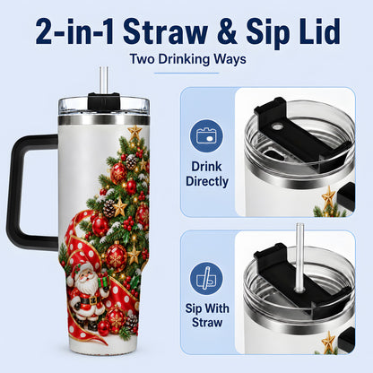 #pl[40oz|Black] Christmas Tree Tumbler, 40oz Stainless Steel with Holiday Ornaments