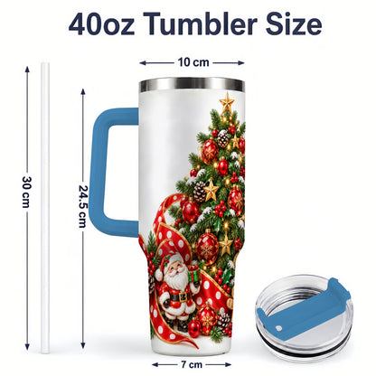 #pl[40oz|Blue] Christmas Tree Tumbler, 40oz Stainless Steel with Holiday Ornaments