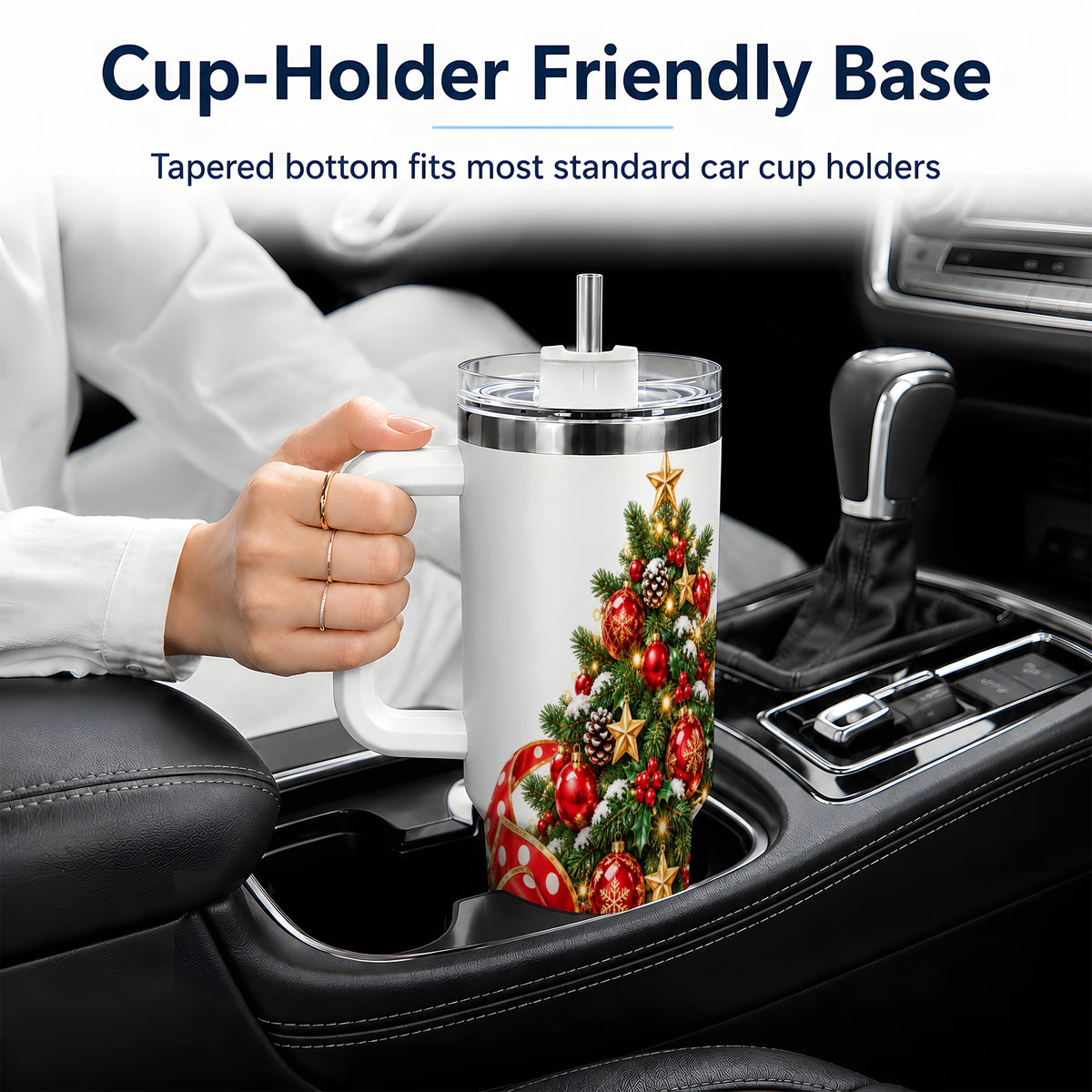 Christmas Tree Tumbler, 40oz Stainless Steel with Holiday Ornaments