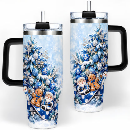 #pl[40oz|Black] Blue Christmas Tree Tumbler, 40oz Stainless Steel Snowflake Cup