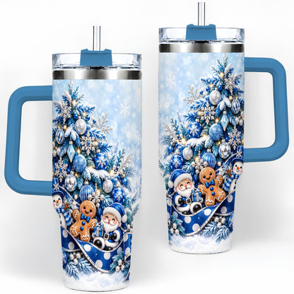 #pl[40oz|Blue] Blue Christmas Tree Tumbler, 40oz Stainless Steel Snowflake Cup