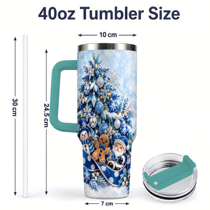 #pl[40oz|Green] Blue Christmas Tree Tumbler, 40oz Stainless Steel Snowflake Cup
