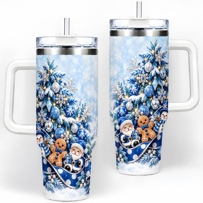 Blue Christmas Tree Tumbler, 40oz Stainless Steel Snowflake Cup