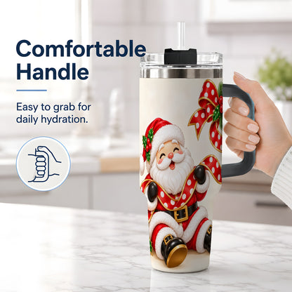 #pl[40oz|Black] Jolly Santa Claus Tumbler, 40oz Stainless Steel Holiday Drinkware