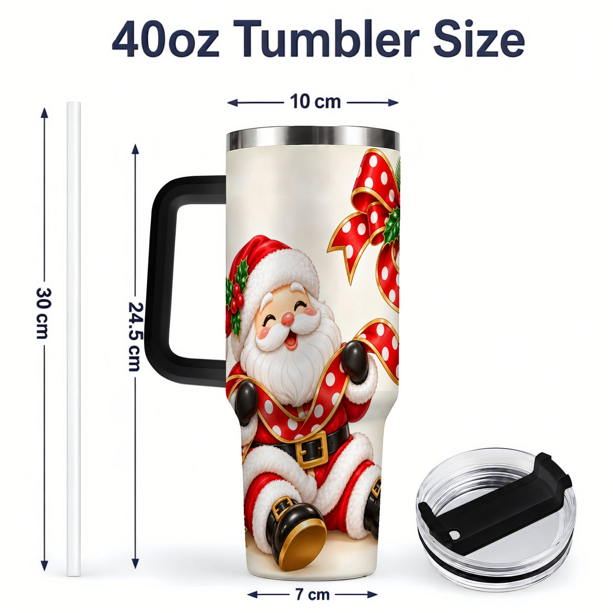 #pl[40oz|Black] Jolly Santa Claus Tumbler, 40oz Stainless Steel Holiday Drinkware