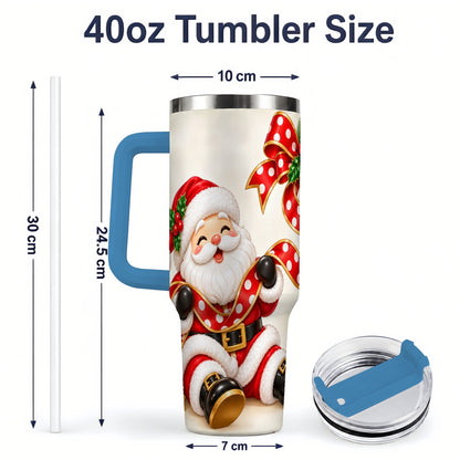 #pl[40oz|Blue] Jolly Santa Claus Tumbler, 40oz Stainless Steel Holiday Drinkware