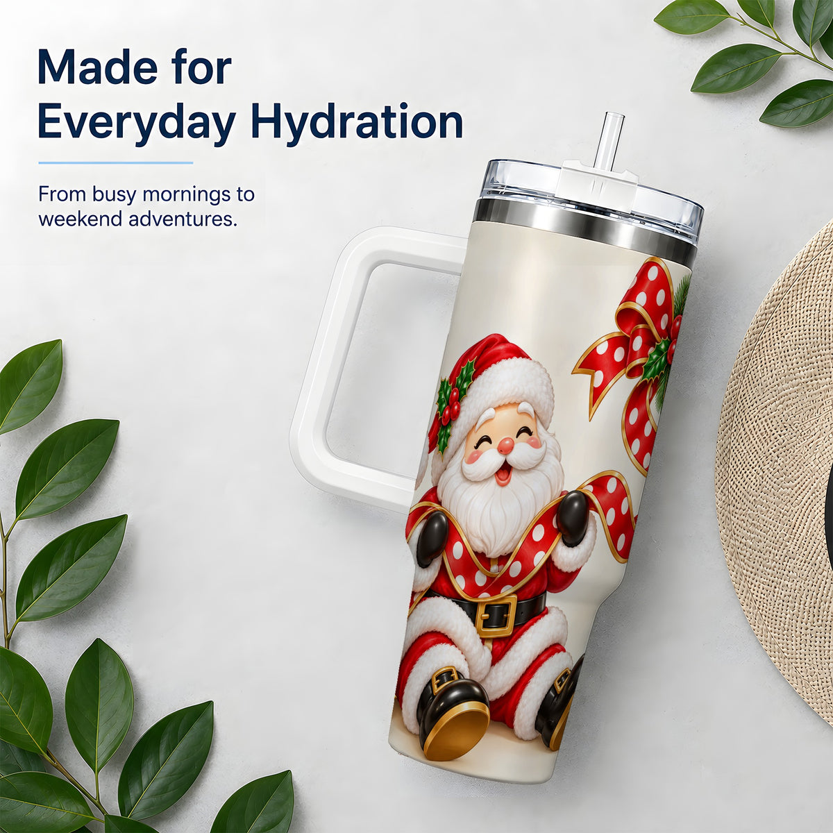 Jolly Santa Claus Tumbler, 40oz Stainless Steel Holiday Drinkware
