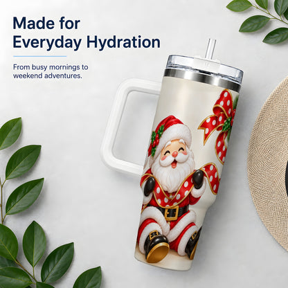Jolly Santa Claus Tumbler, 40oz Stainless Steel Holiday Drinkware