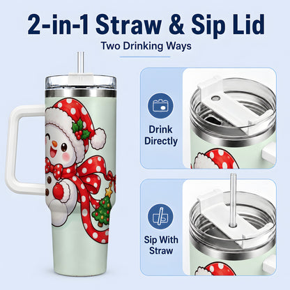 #pl[40oz|White] Cute Christmas Snowman Tumbler, 40oz Stainless Steel Festive Cup