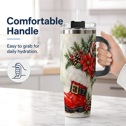 #pl[40oz|Black] Santa Boot Christmas Tumbler, 40oz Stainless Steel Festive Drinkware