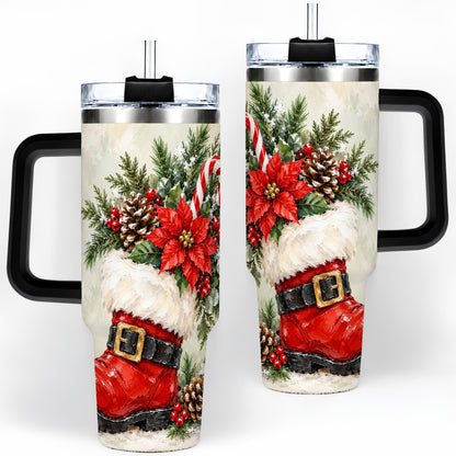 #pl[40oz|Black] Santa Boot Christmas Tumbler, 40oz Stainless Steel Festive Drinkware