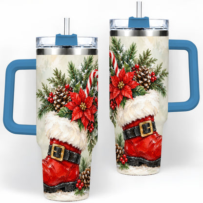 #pl[40oz|Blue] Santa Boot Christmas Tumbler, 40oz Stainless Steel Festive Drinkware
