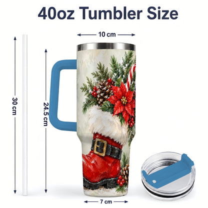 #pl[40oz|Blue] Santa Boot Christmas Tumbler, 40oz Stainless Steel Festive Drinkware