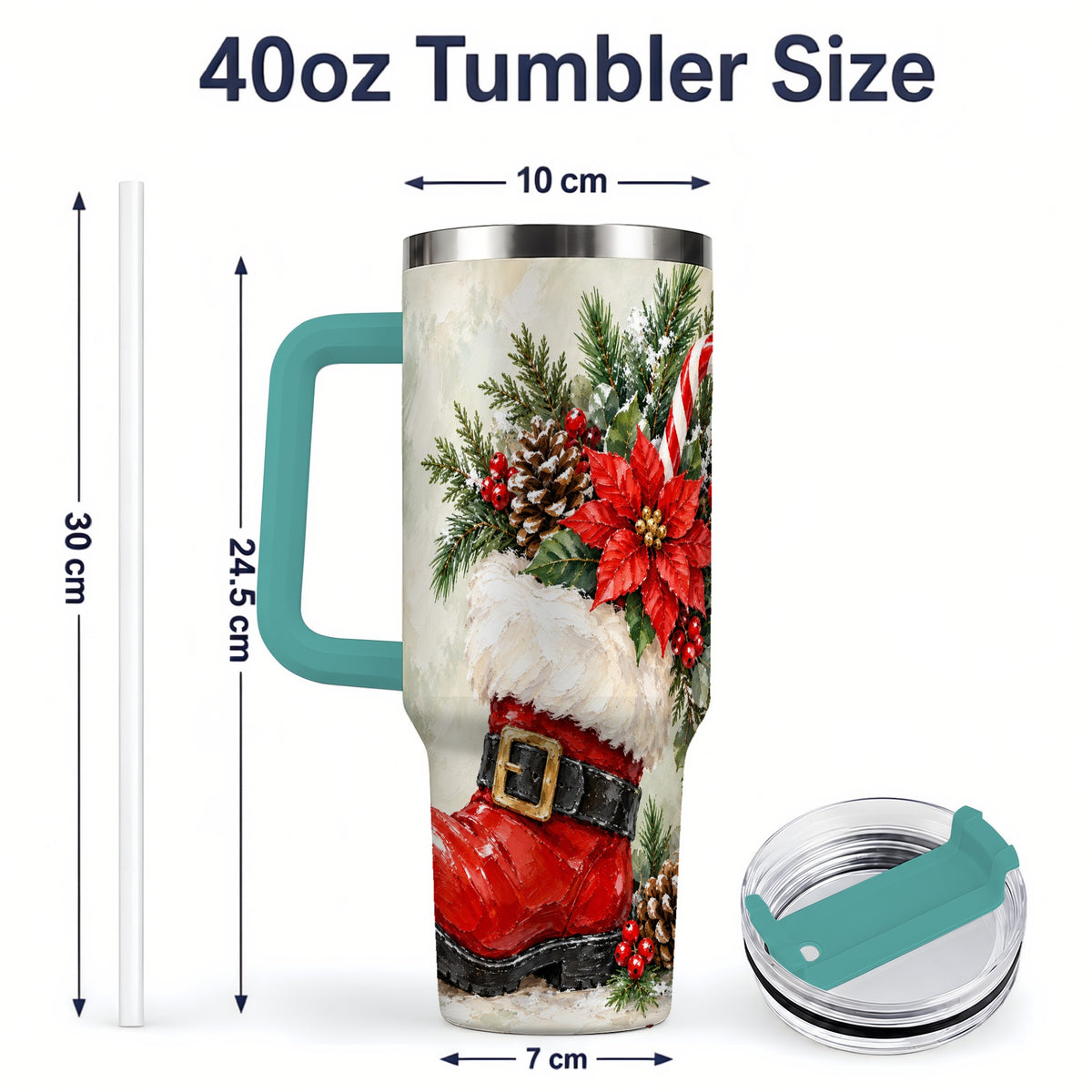 #pl[40oz|Green] Santa Boot Christmas Tumbler, 40oz Stainless Steel Festive Drinkware