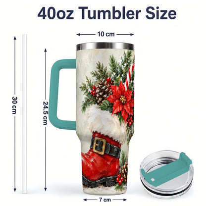 #pl[40oz|Green] Santa Boot Christmas Tumbler, 40oz Stainless Steel Festive Drinkware