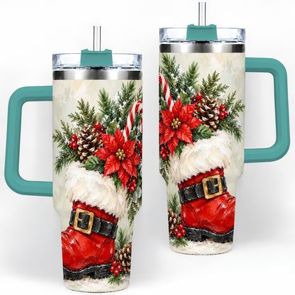 #pl[40oz|Green] Santa Boot Christmas Tumbler, 40oz Stainless Steel Festive Drinkware