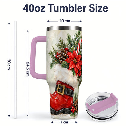 #pl[40oz|Pink] Santa Boot Christmas Tumbler, 40oz Stainless Steel Festive Drinkware