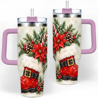 #pl[40oz|Pink] Santa Boot Christmas Tumbler, 40oz Stainless Steel Festive Drinkware
