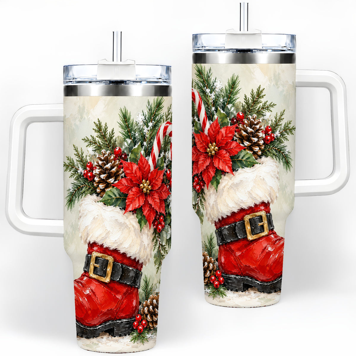 Santa Boot Christmas Tumbler, 40oz Stainless Steel Festive Drinkware